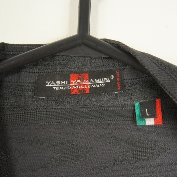 Vintage Yashi Yamamuri Terzo Millennino Abstract Stripe  Black Button Up Top - Picture 7 of 7